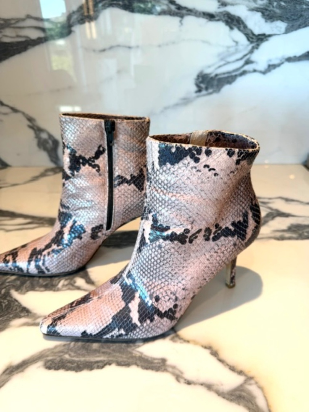 Pink Pointed Toe Python, Kitten Heel.
